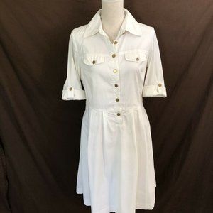 Tory Burch White Collard Shirt Dress Safari 10